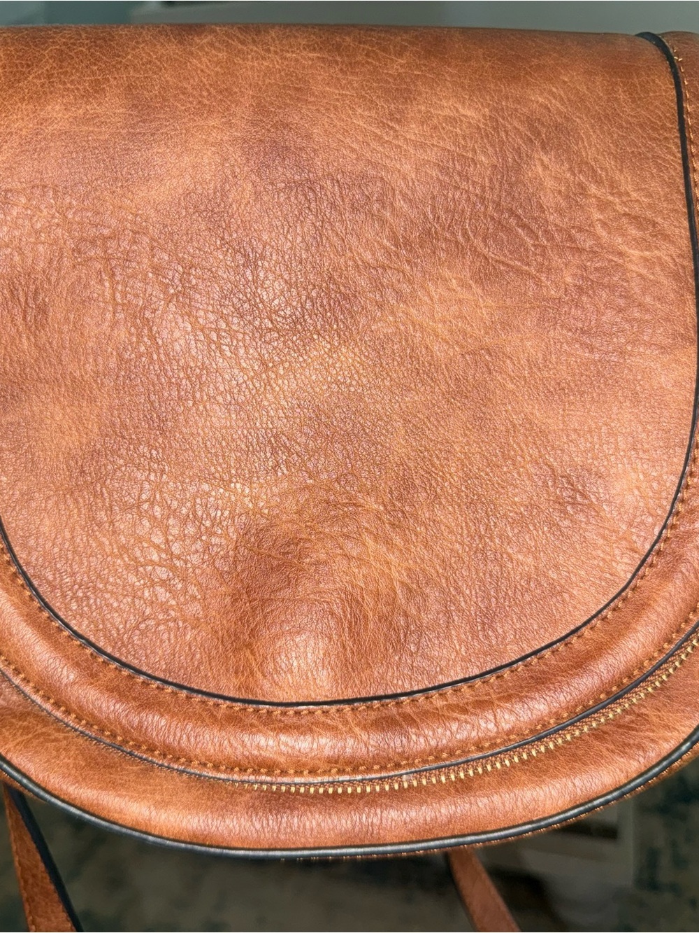 Brown Leather Curved Flap Crossbody Bag - Women